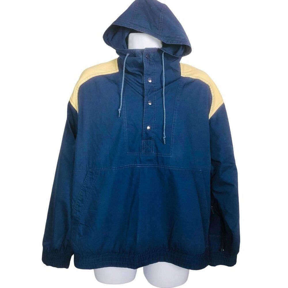 Vintage 80s White Stag Mens Jacket L Navy Blue Hooded Lightweight